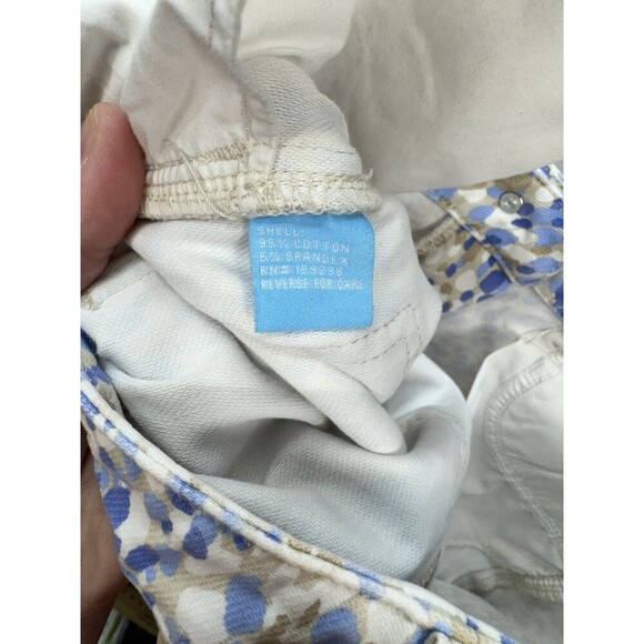 J.Mclaughlin Lexi Jeans Pants Womens 10 Watercolor Blue Tan White Print Stretch - Picture 3 of 10